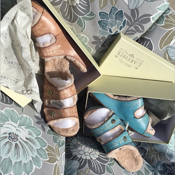 NIB Faux shearling leather adjustable strap Indoor Outdoor Traction Soles 41 9 - Picture 7 of 8